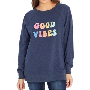 WildFox-Good Vibes Sweatshirt-Navy-Cotton-Womens Size S